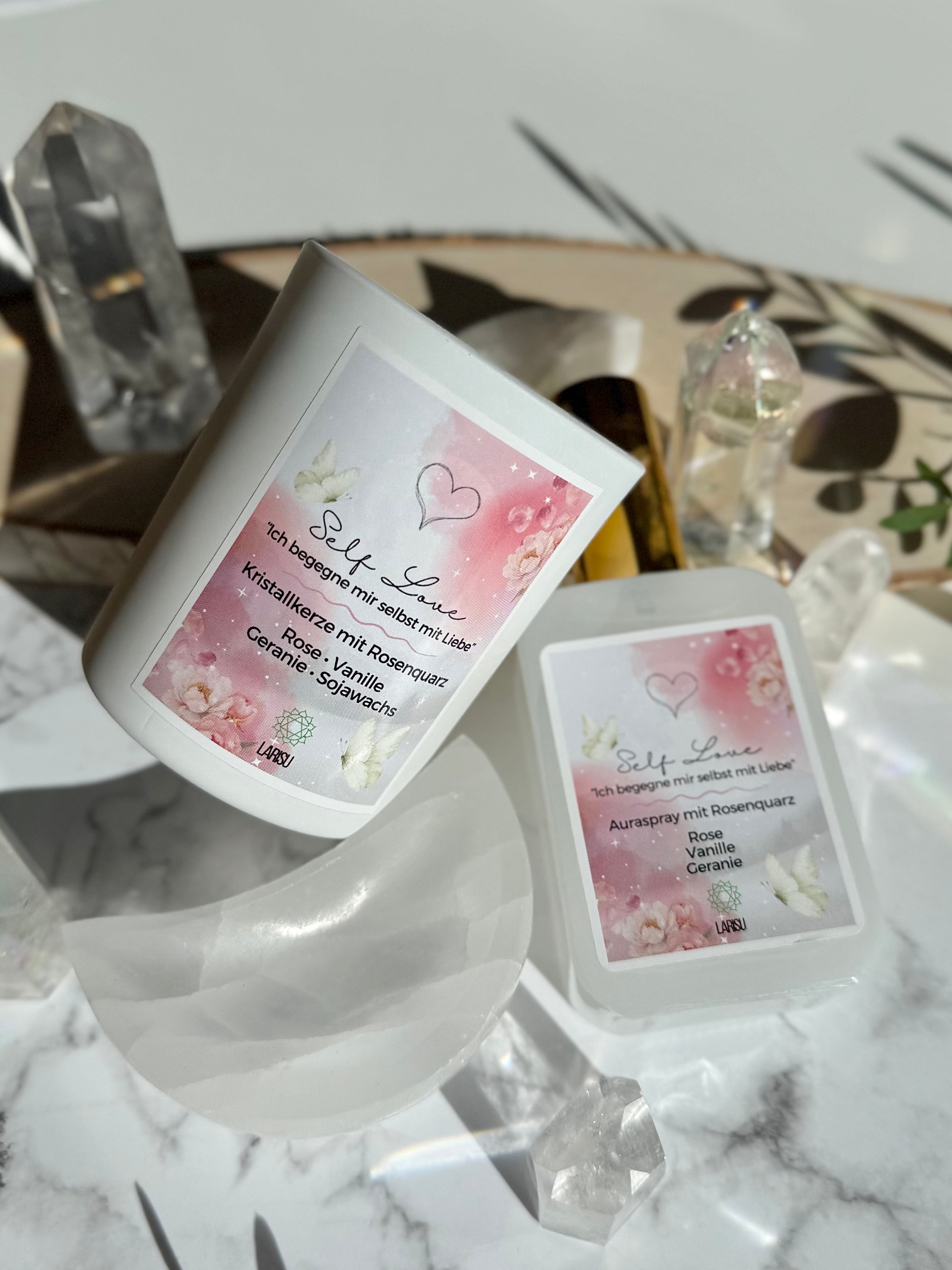 Kristallkerze „Self Love - Ich begegne mir selbst mit Liebe“