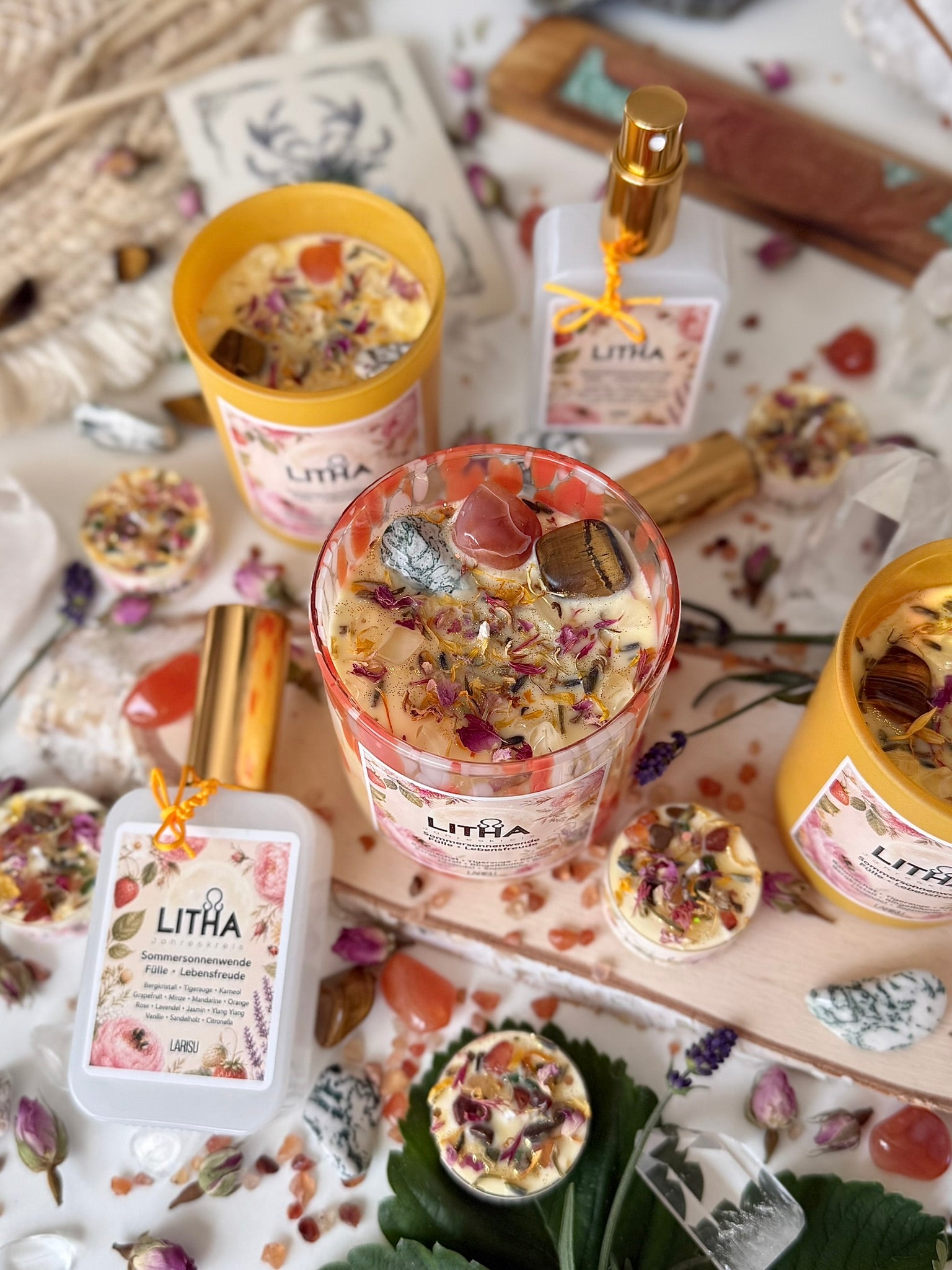 Litha Sommersonnenwende Kristallkerze, limitiert