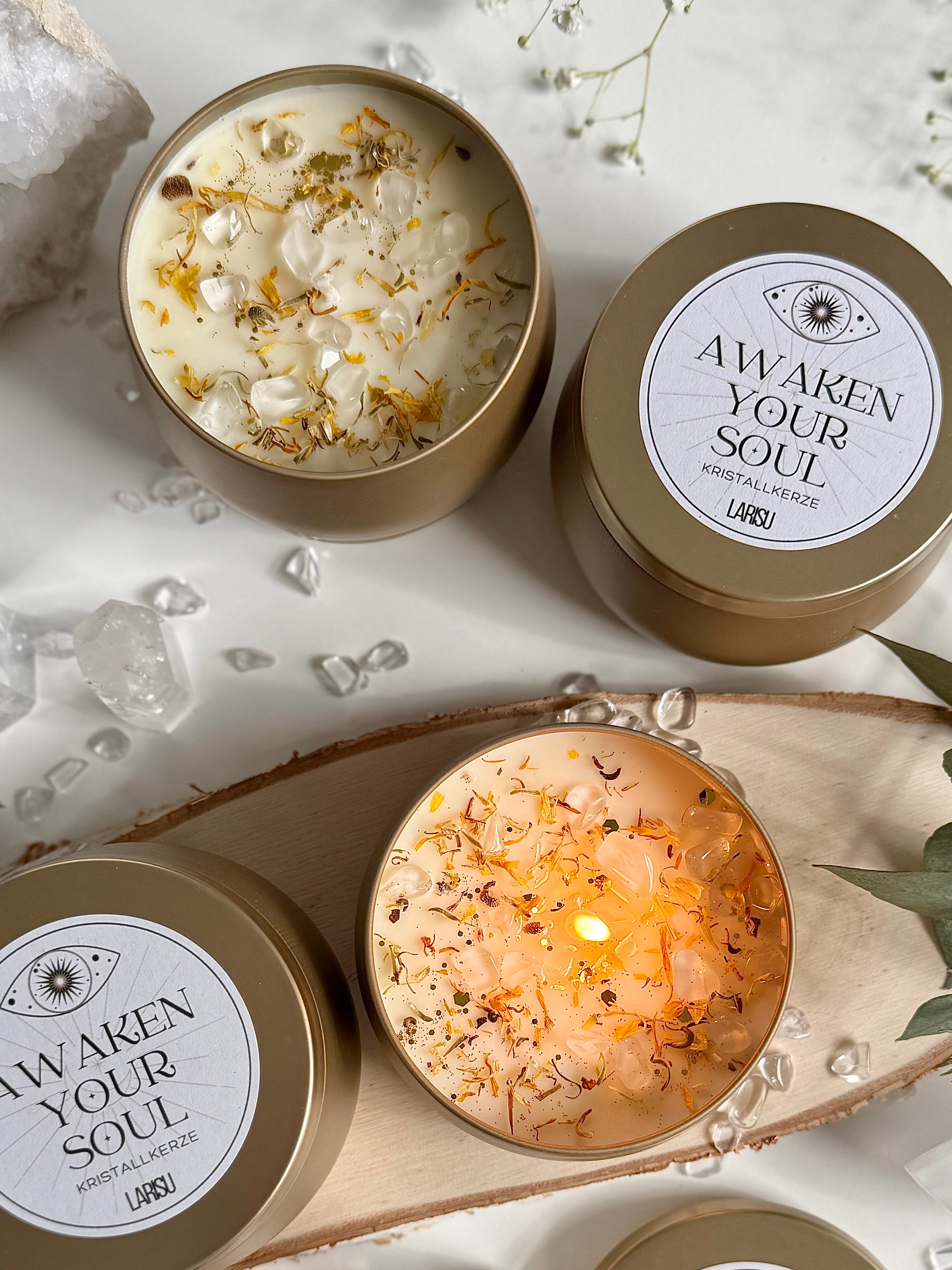 Kristallkerze AWAKEN YOUR SOUL, limitiert in Gold