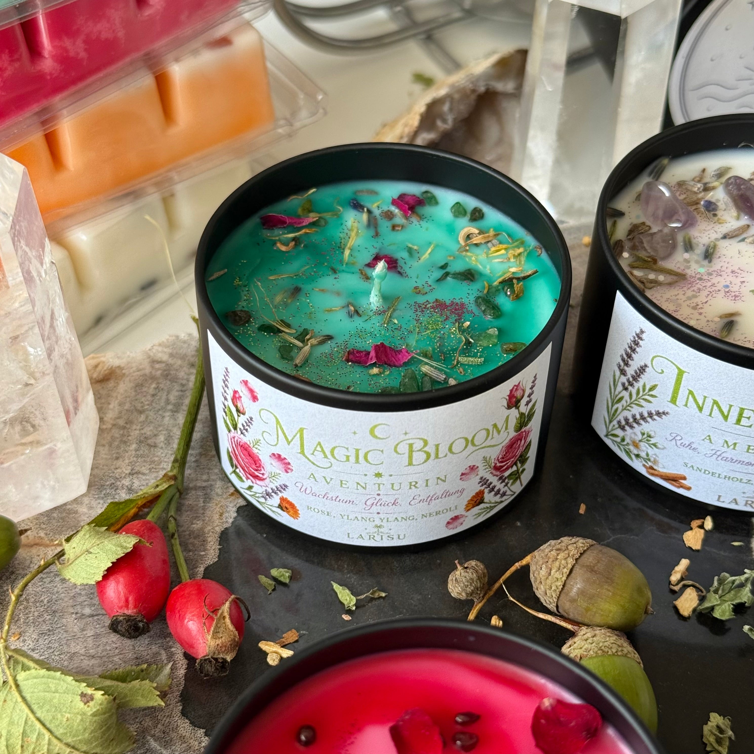 MAGIC BLOOM Kristallkerze mit Aventurin