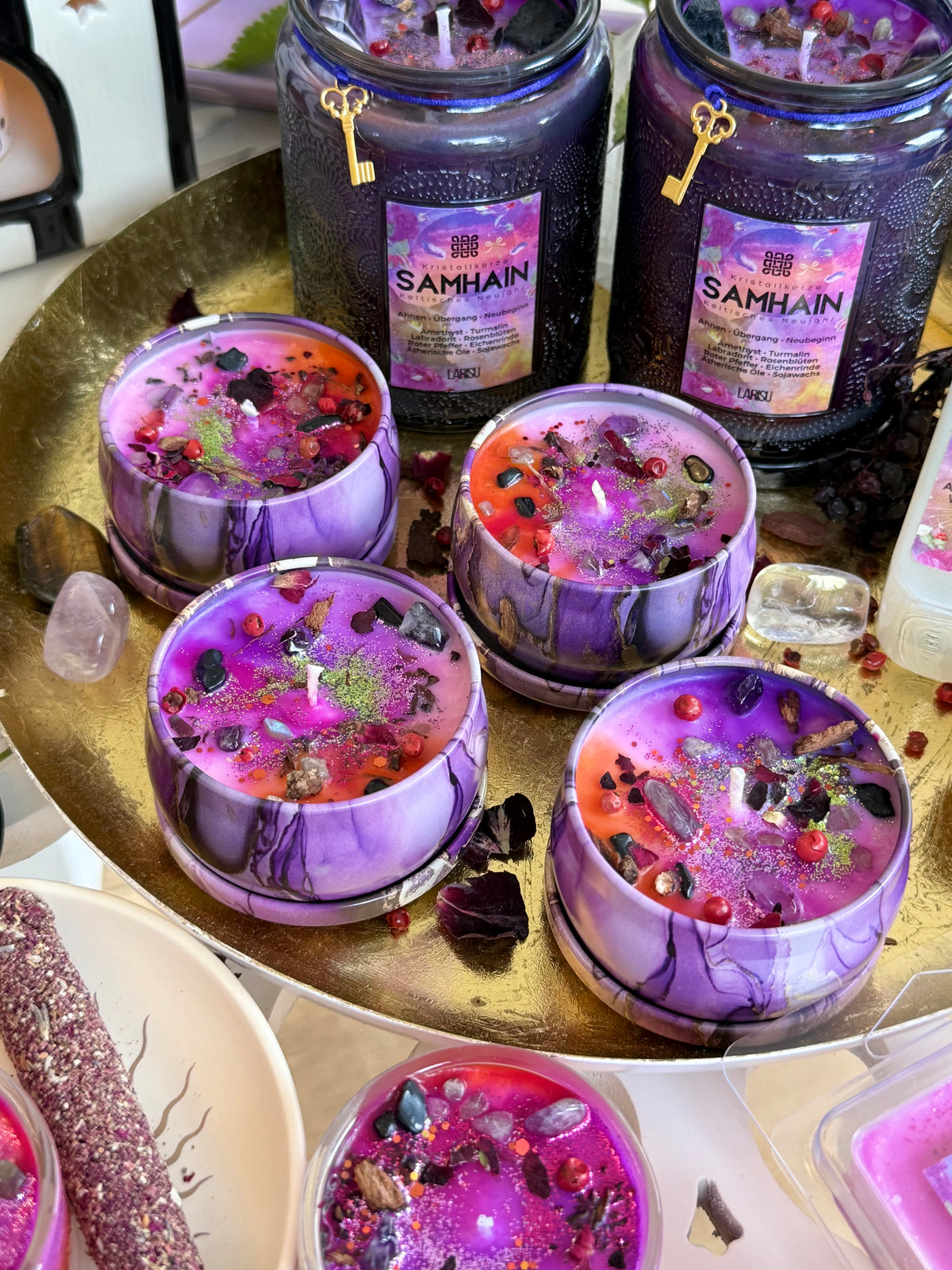 Samhain Kristallkerze, lila Dose, limitiert