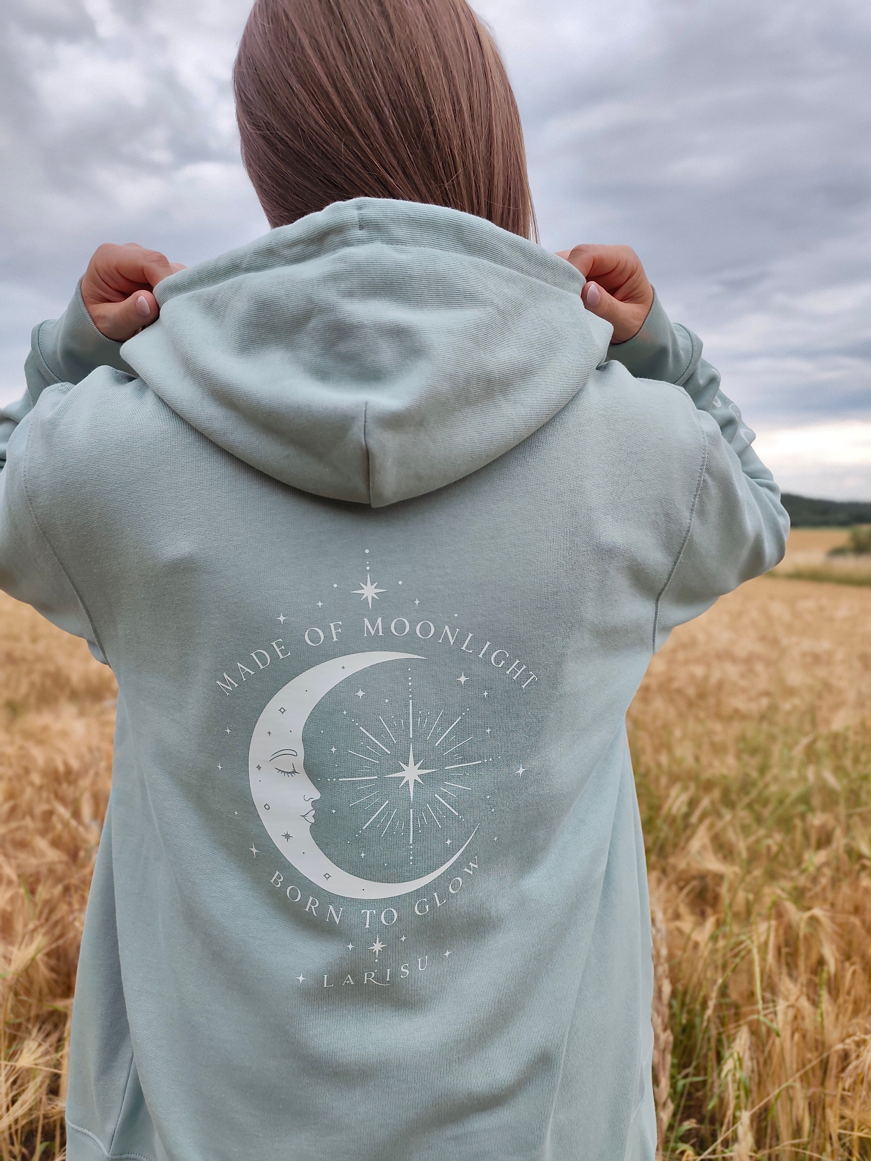 Zip Hoodie Aloe "MADE OF MOONLIGHT, BORN TO GLOW"