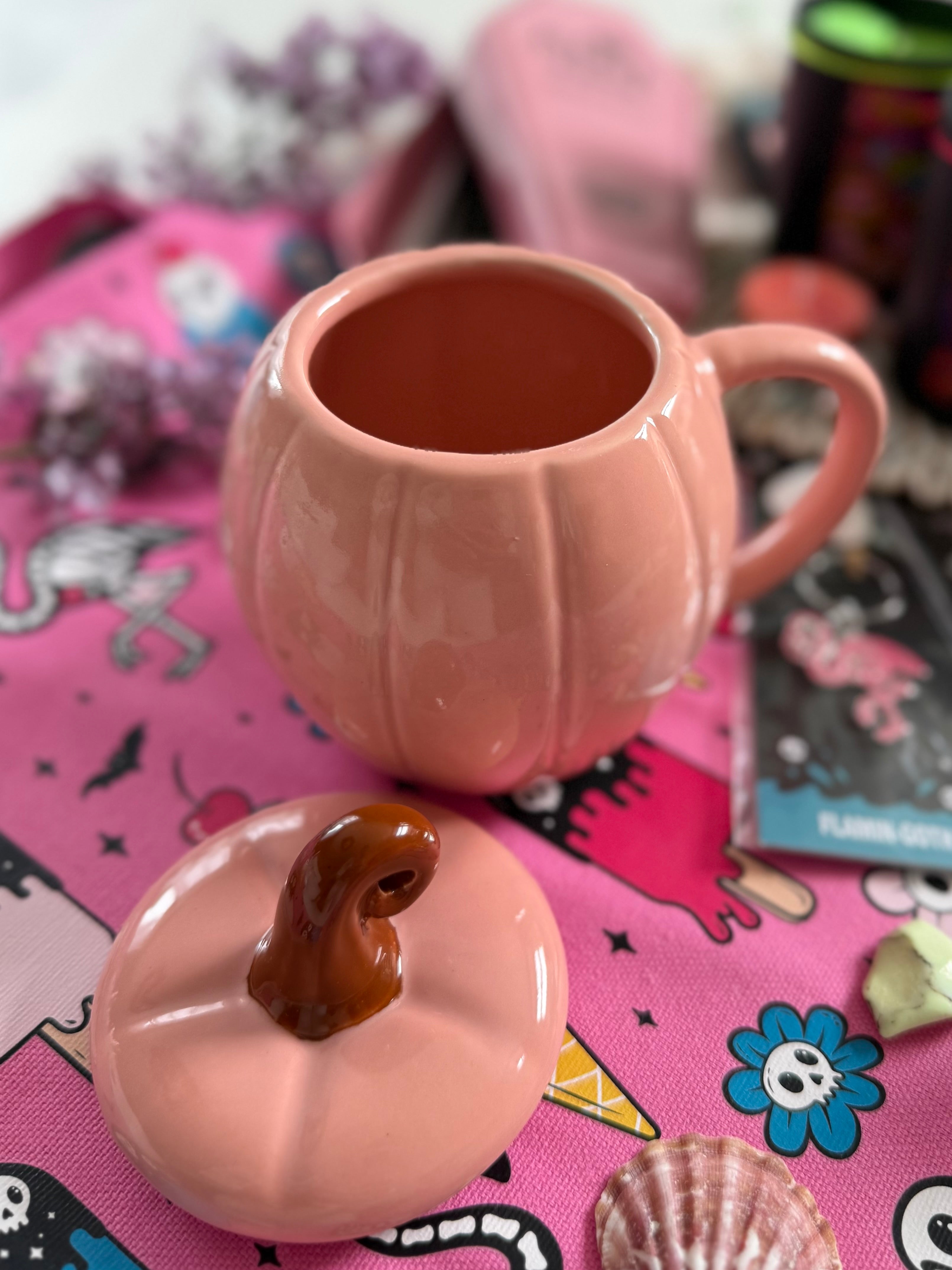 Rosa Kürbis Tasse mit Deckel