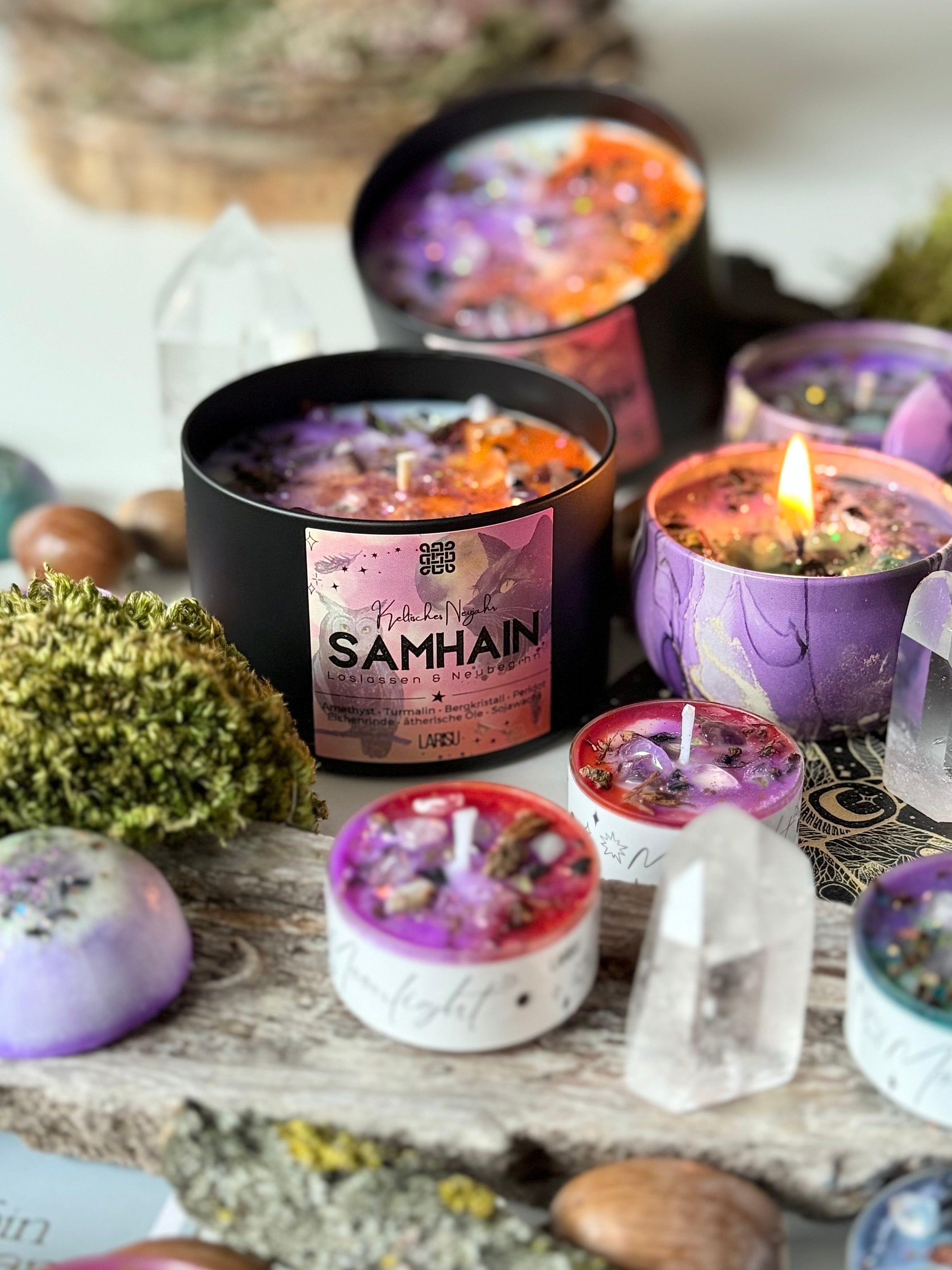 Samhain Kristallkerze, schwarze Dose, limitiert