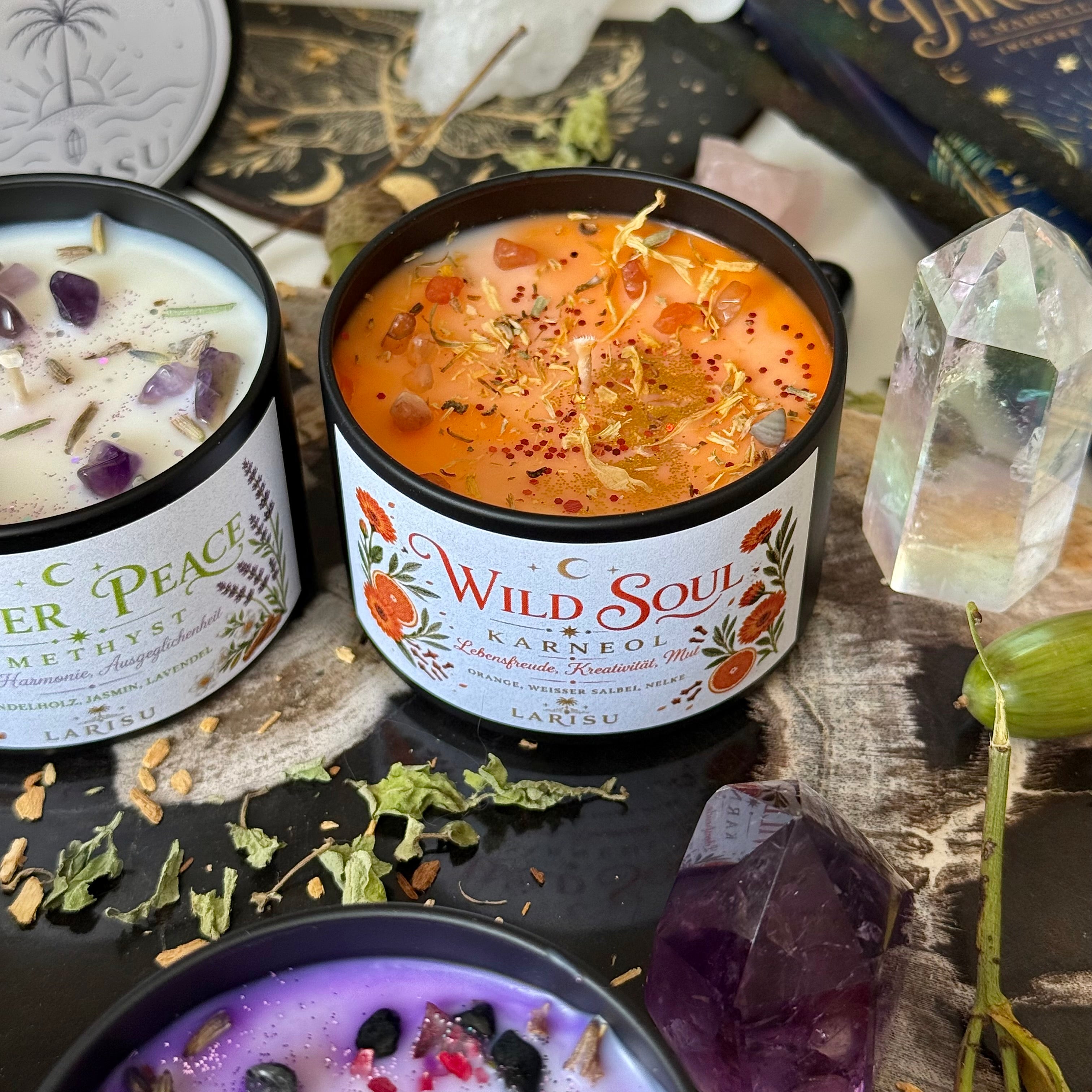 WILD SOUL Kristallkerze mit Karneol