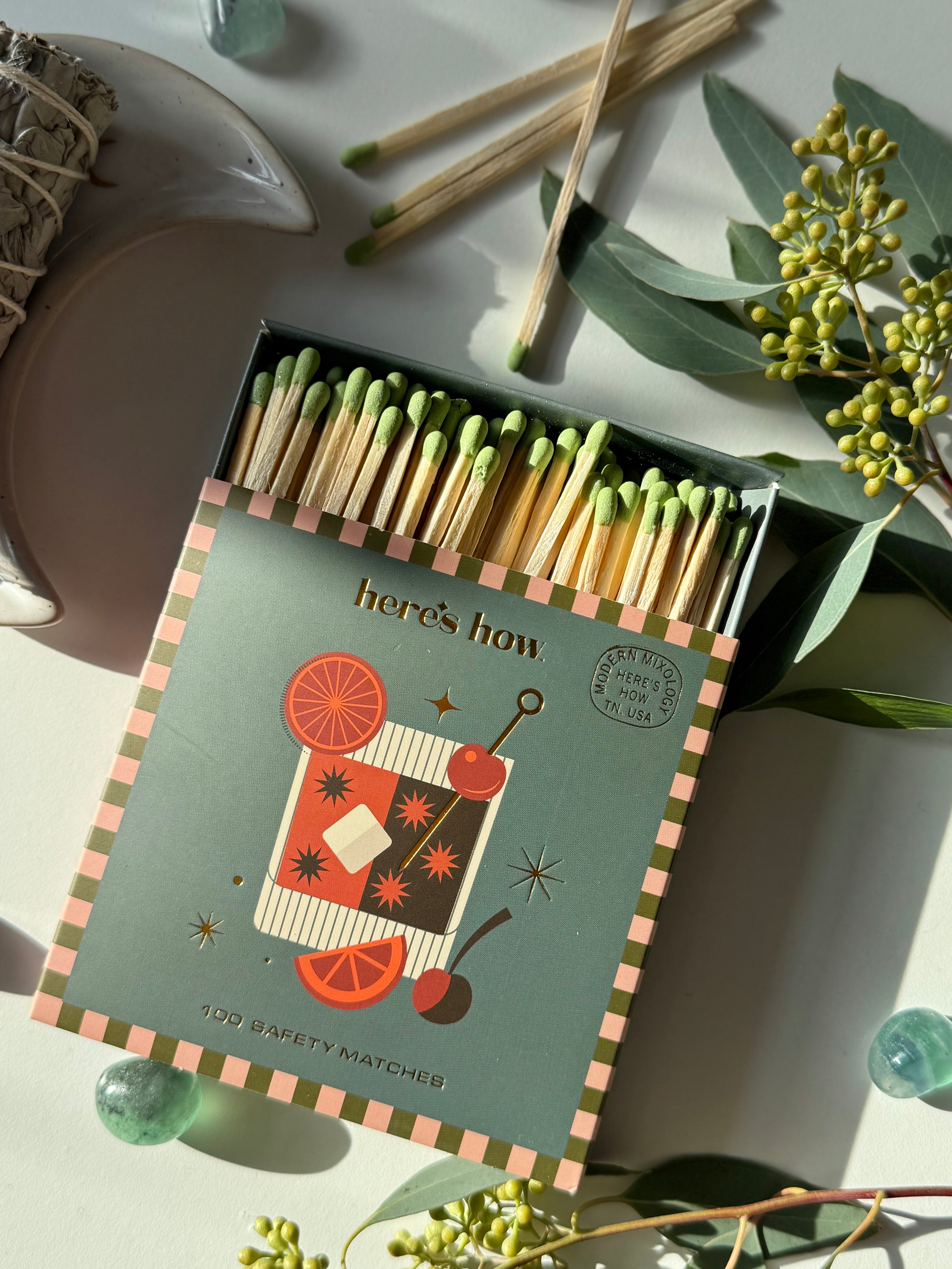 Streichhölzer „Here’s How“ Cocktailmotiv
