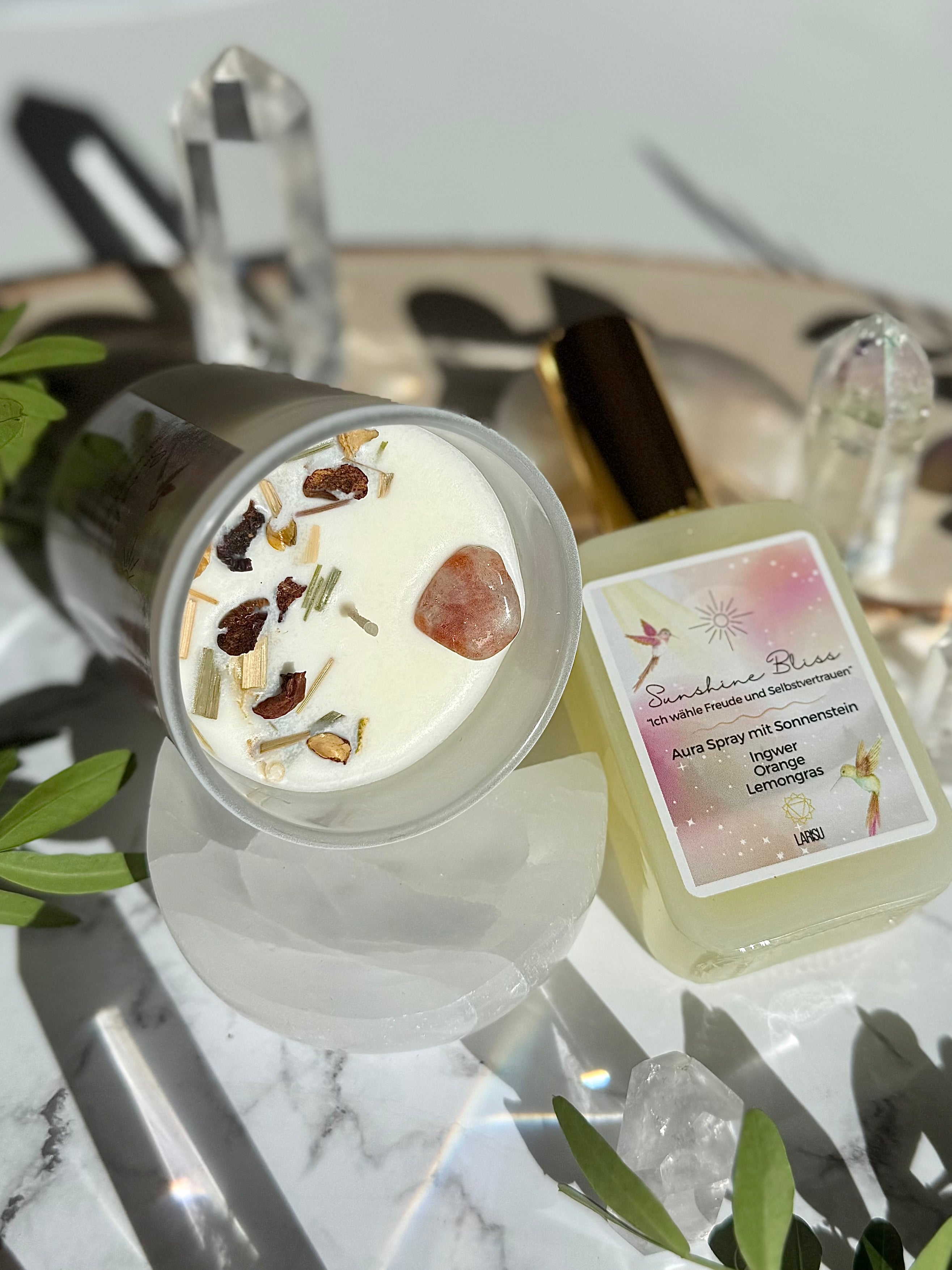 Kristallkerze „Sunshine Bliss - Ich wähle Freude und Selbstvertrauen“
