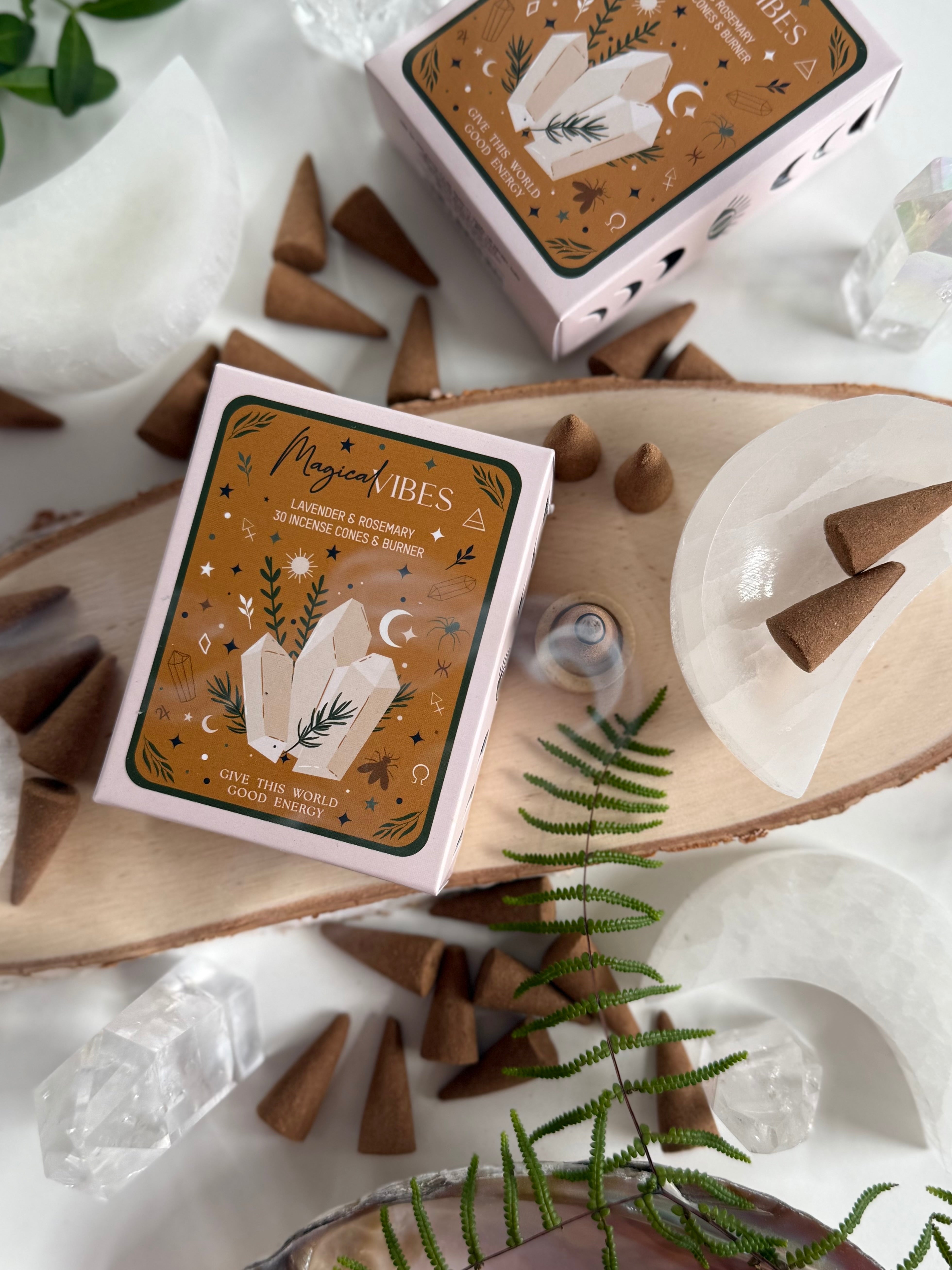 Weihrauchkegel mit Halter „Magical Vibes“ • Lavendel & Rosmarin