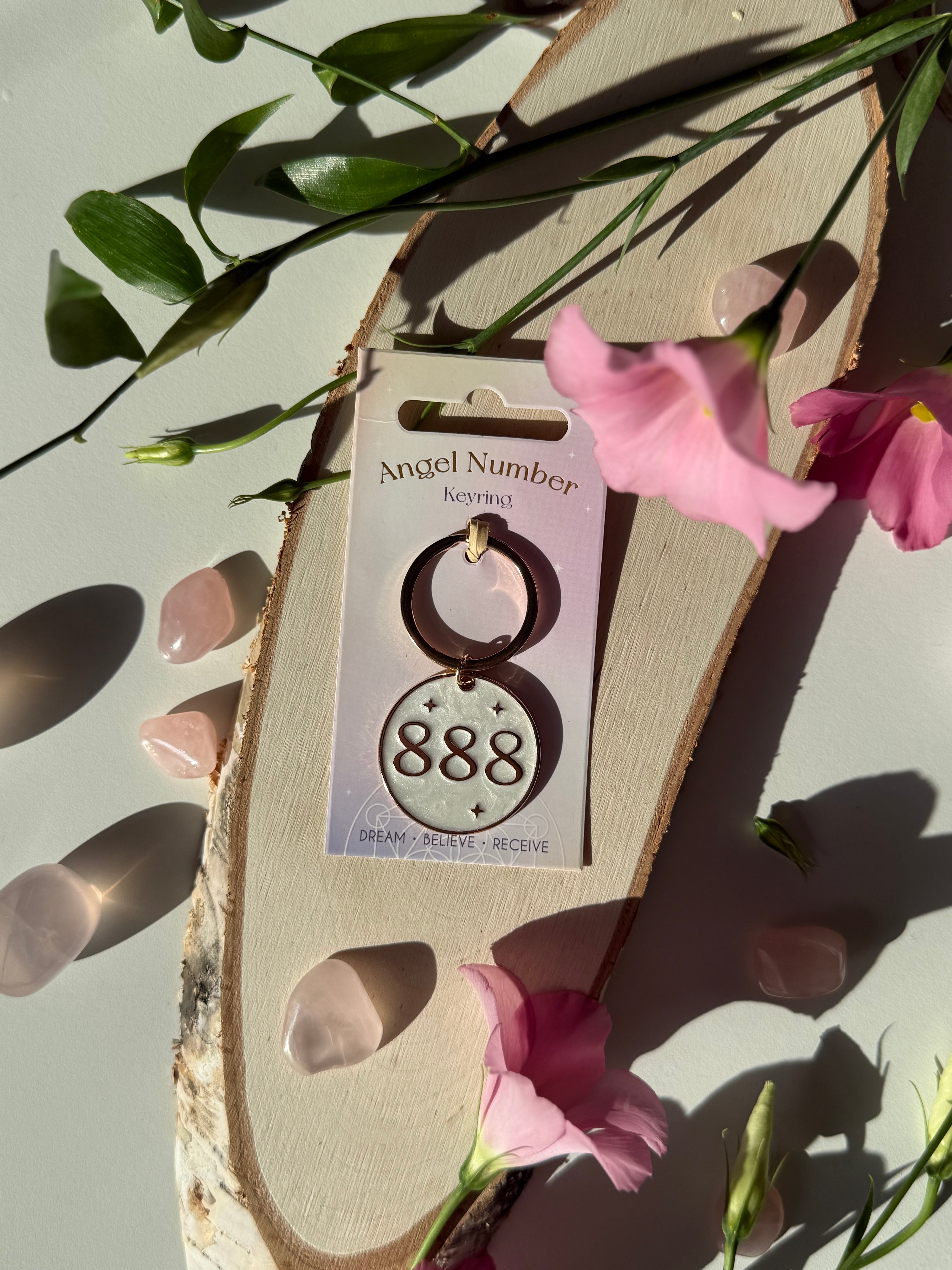 Engelszahl Schlüsselanhänger 888, Fülle & Erfolg