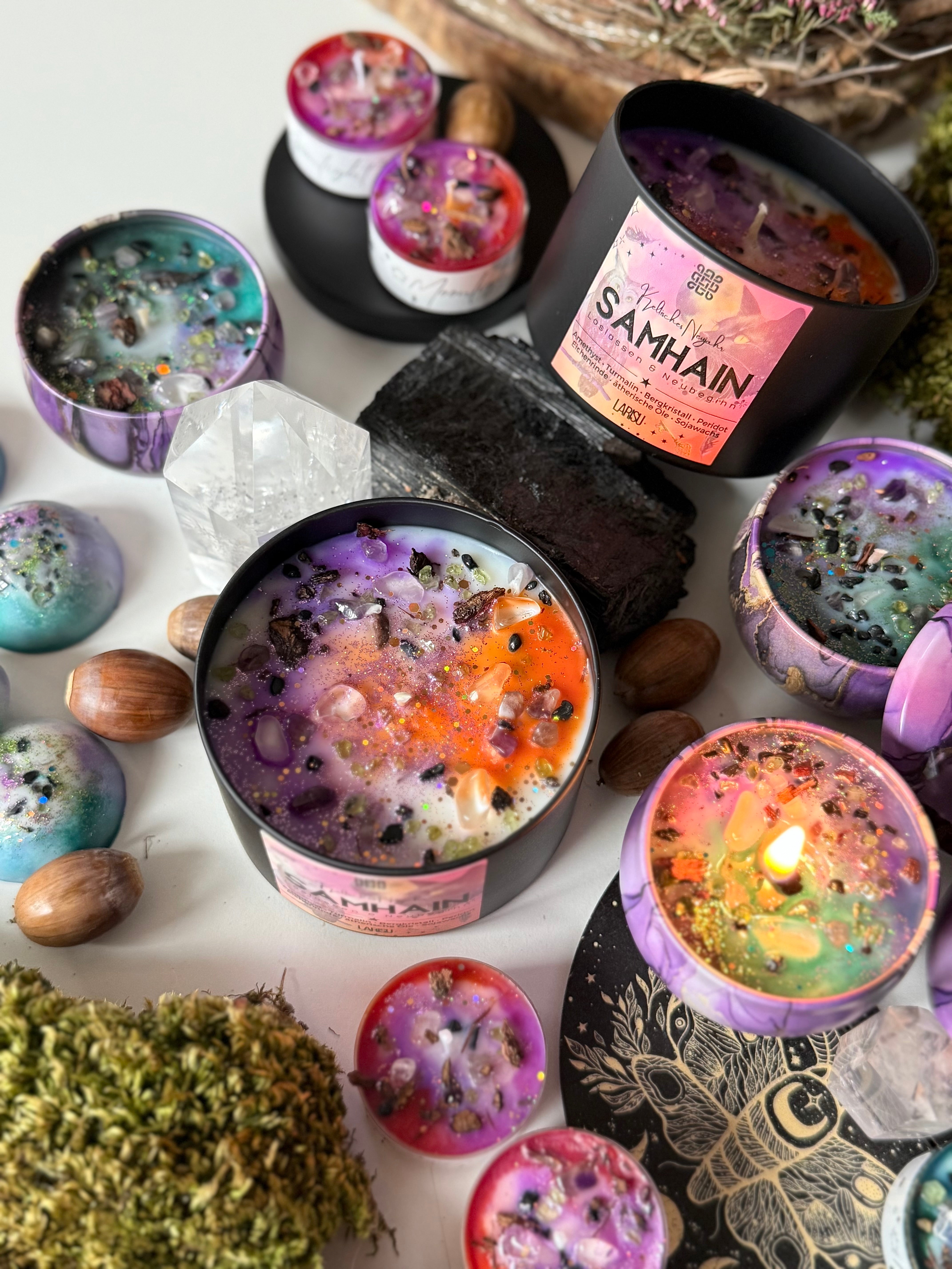 Samhain Kristallkerze, schwarze Dose, limitiert