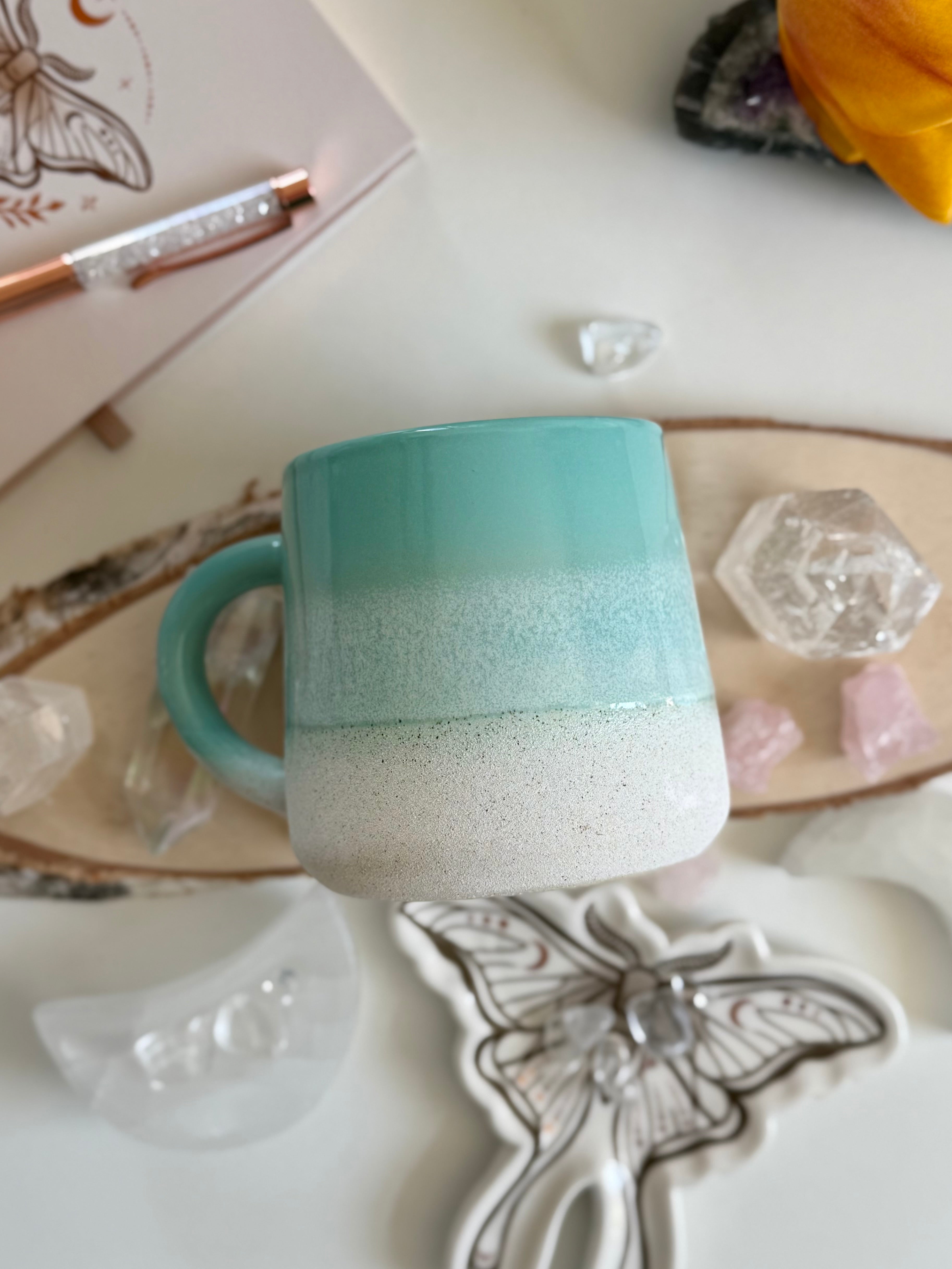 Keramik Becher türkis Ombre