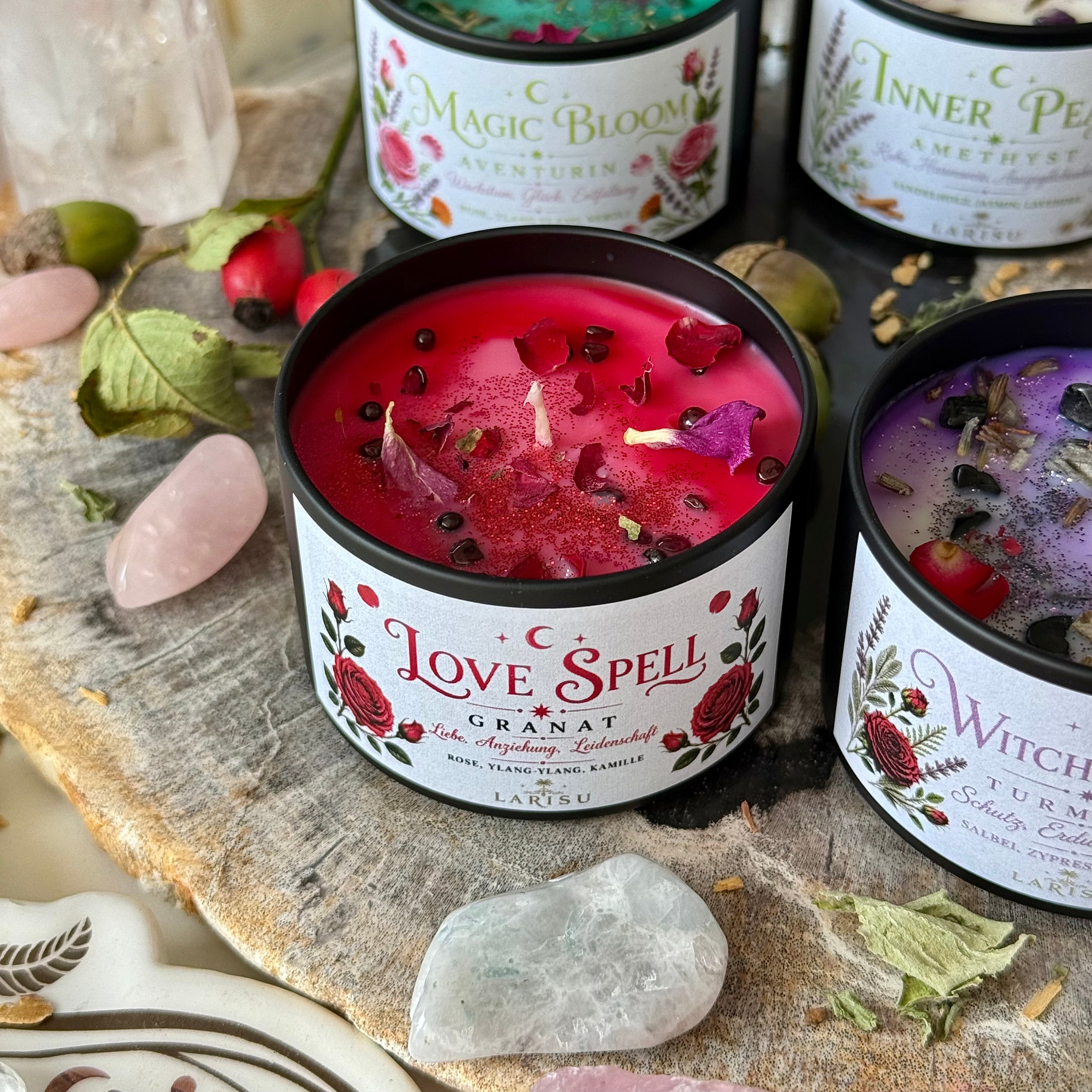 LOVE SPELL Kristallkerze mit Granat