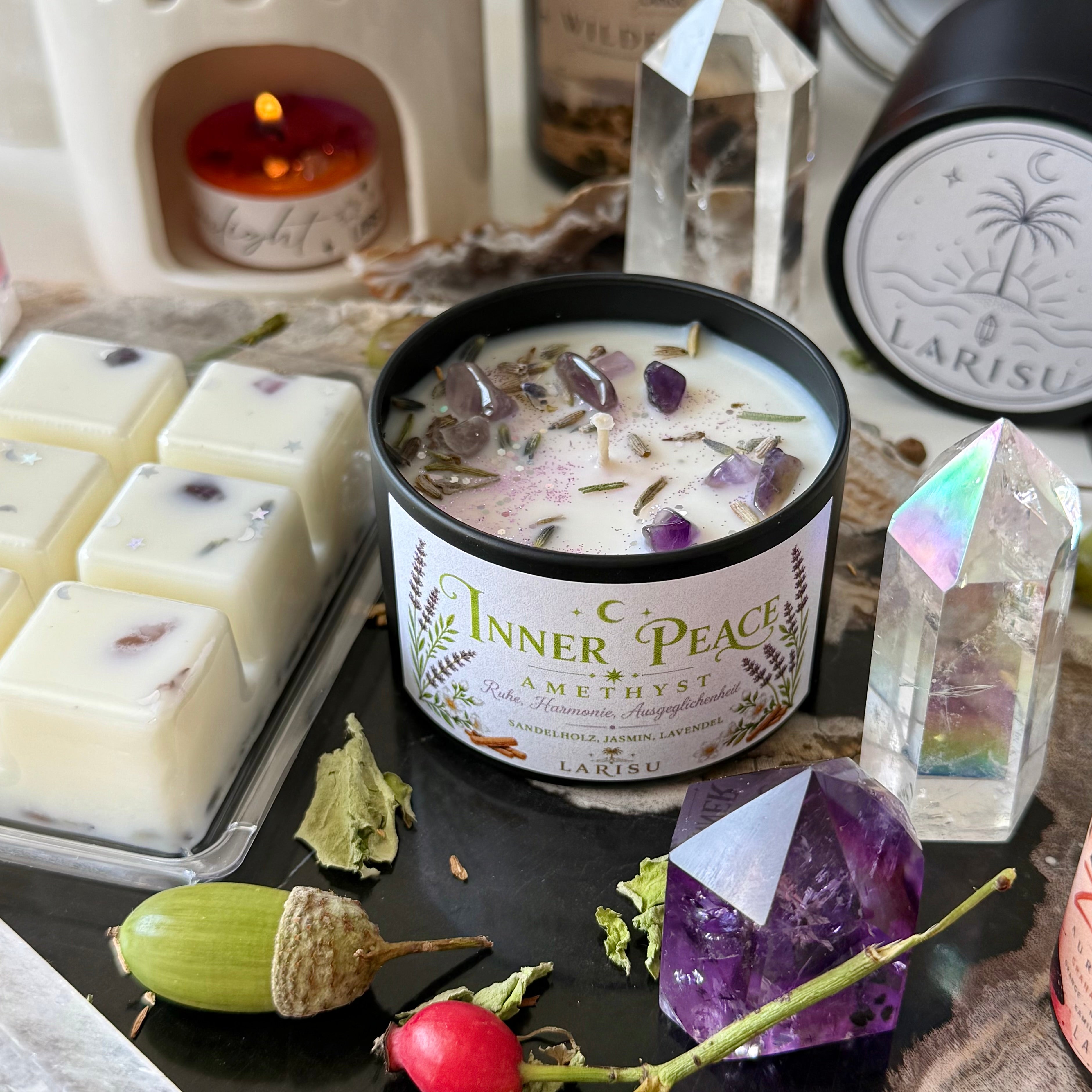 INNER PEACE Kristallkerze mit Amethyst