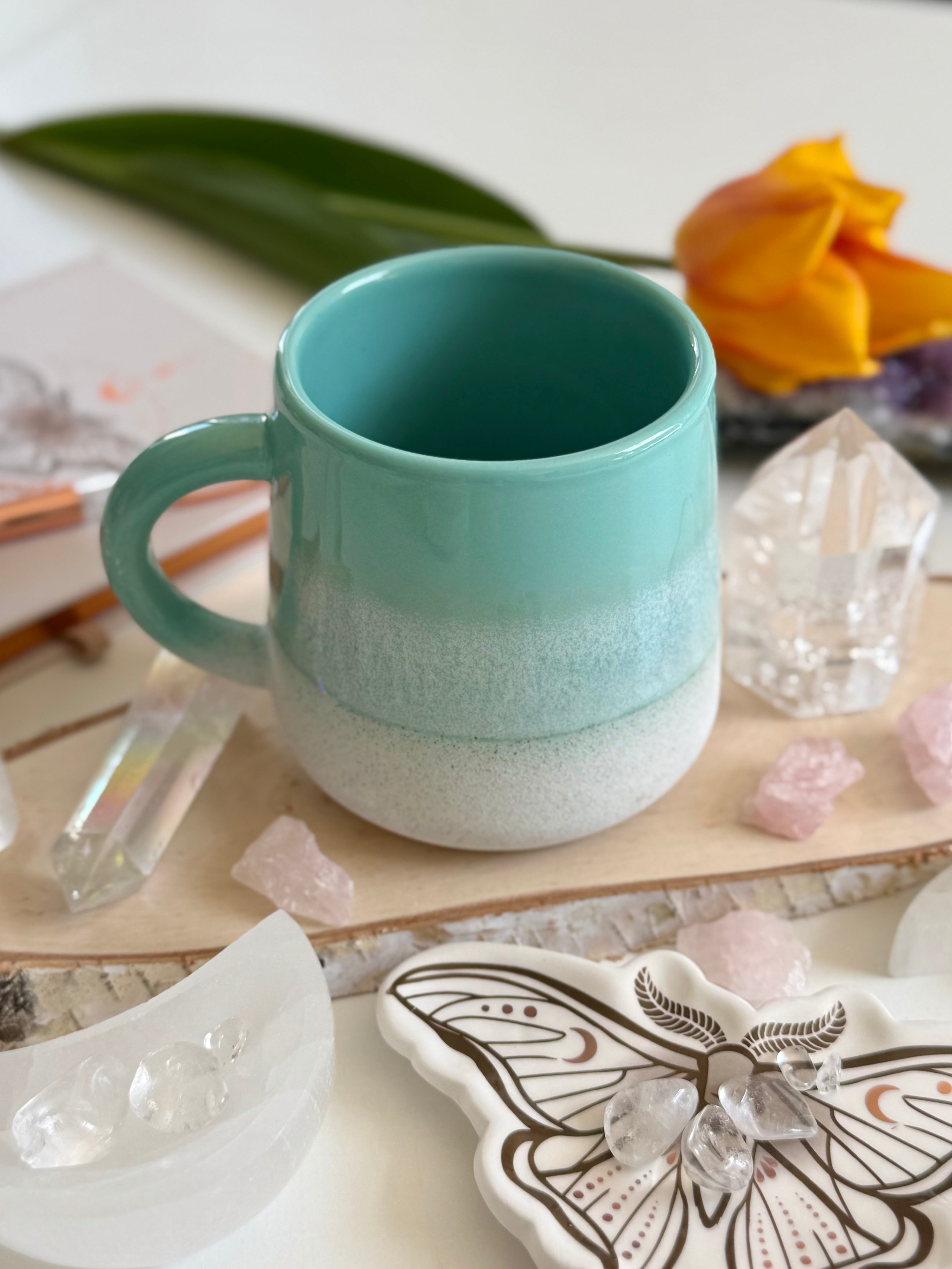Keramik Becher türkis Ombre