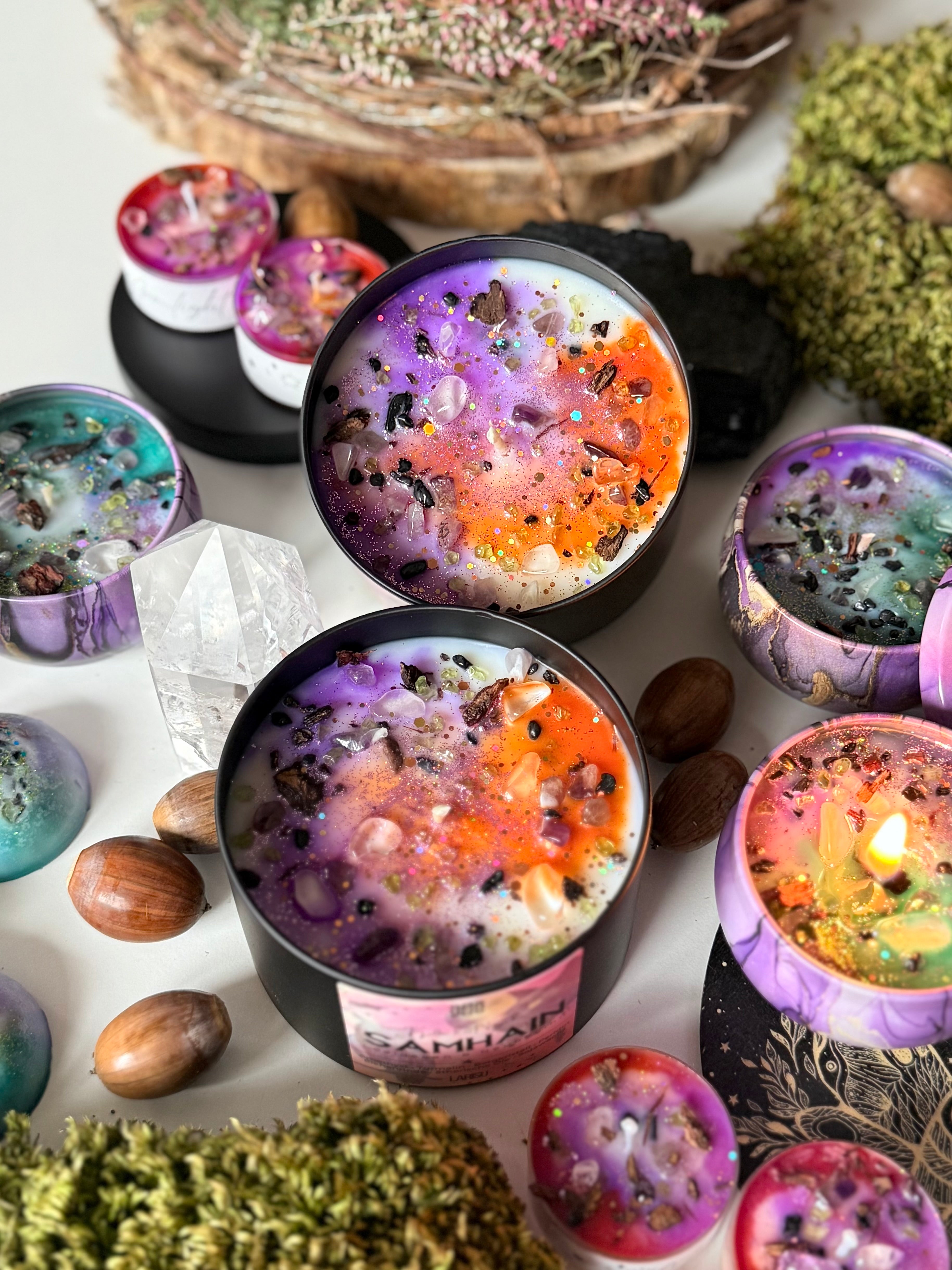 Samhain Kristallkerze, schwarze Dose, limitiert