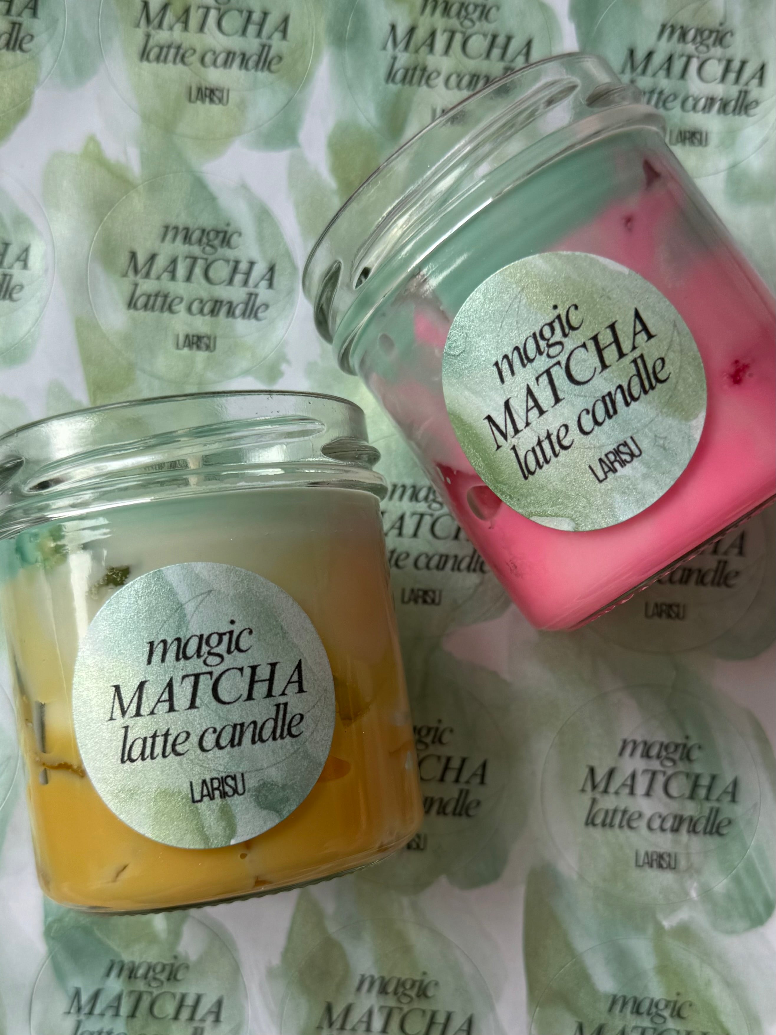 Matcha Latte Kerze mit Bergkristall, limitiert