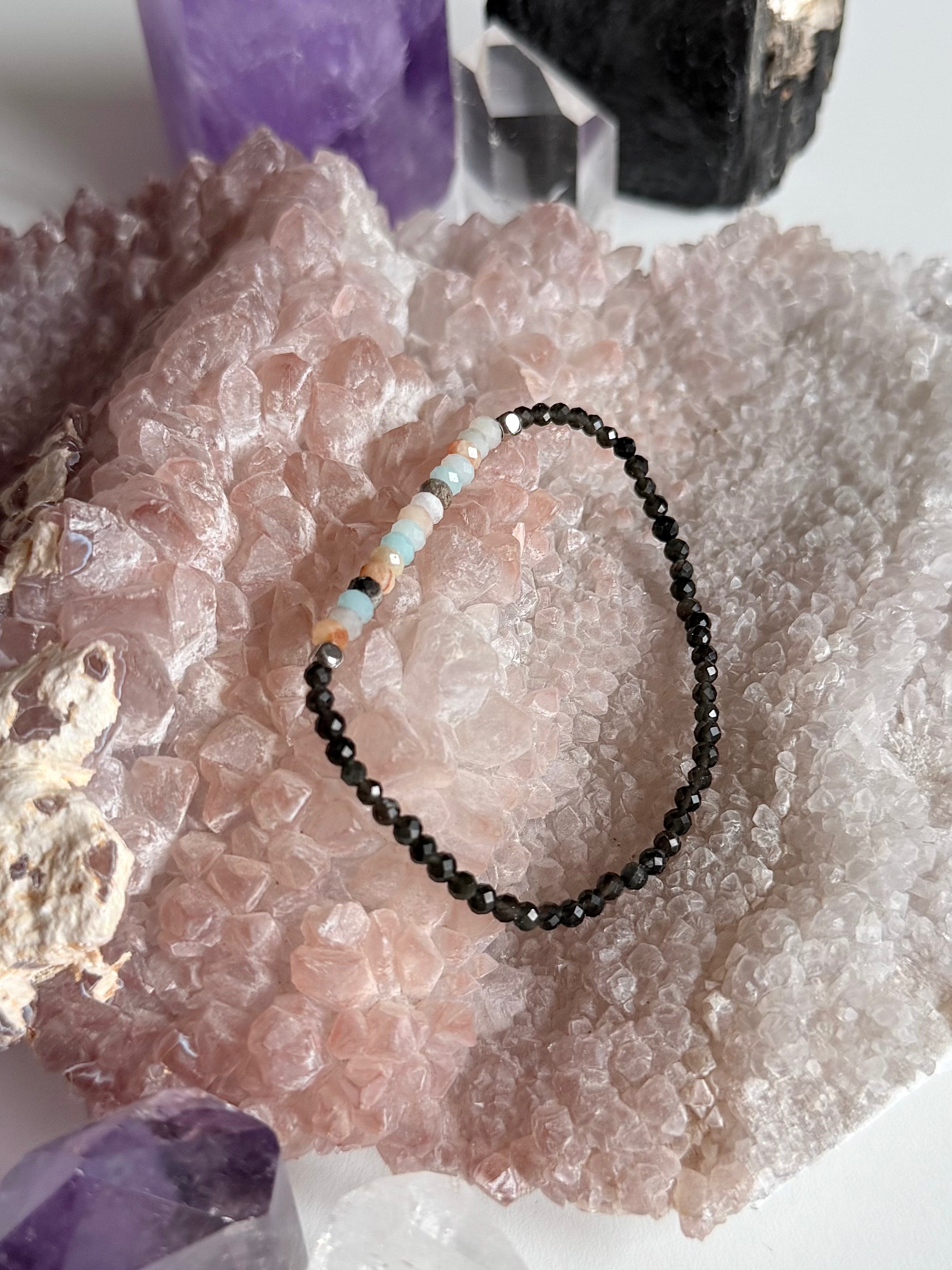 Armband mit Amazonit und Obsidian