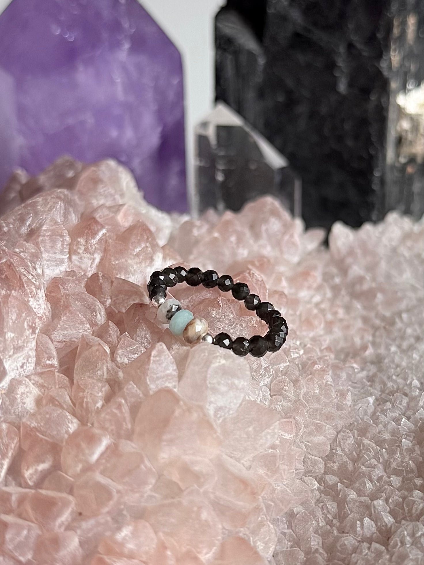 Ring mit Amazonit und Obsidian