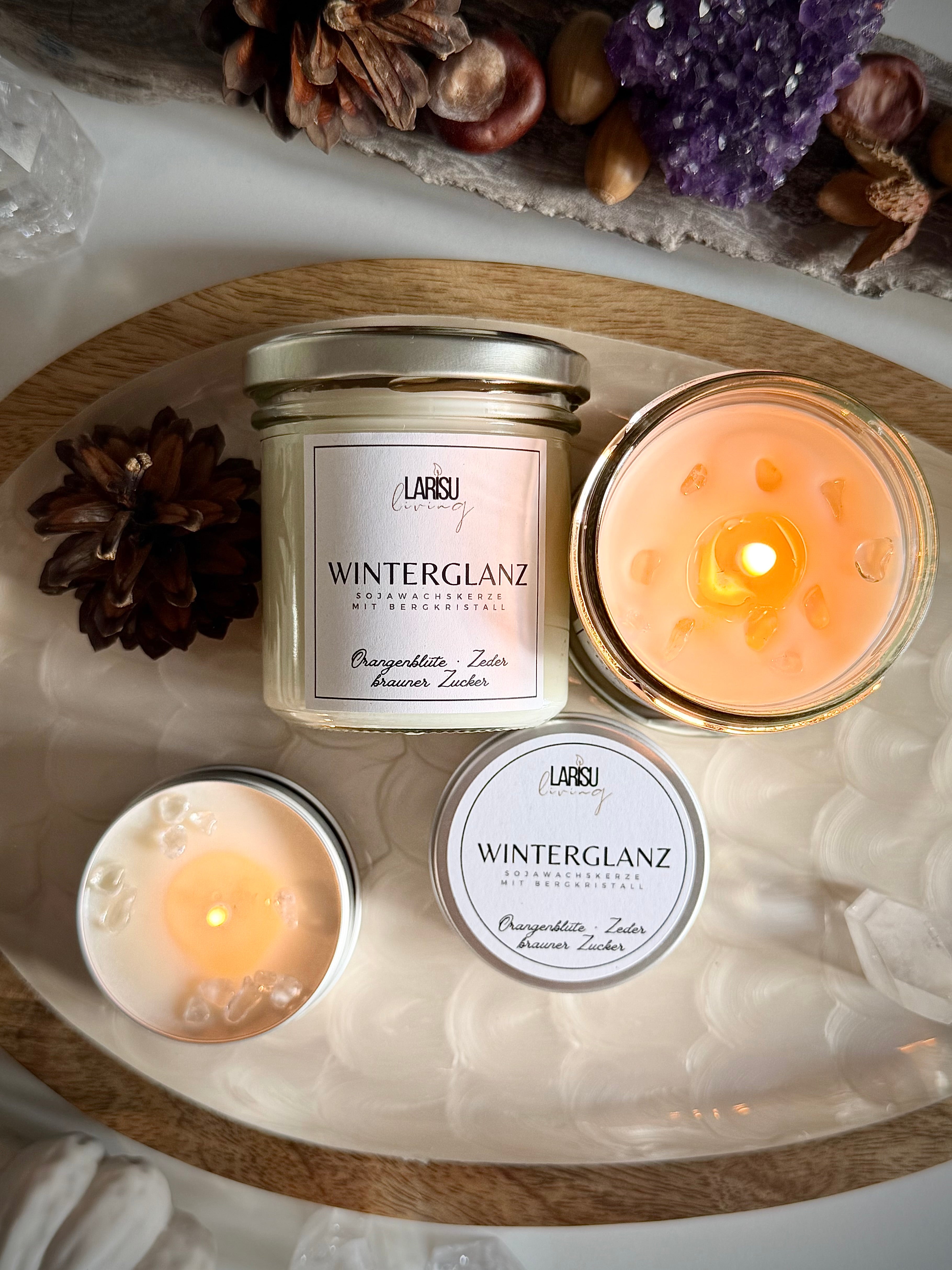 Duftkerze „Winterglanz“ mit Bergkristall
