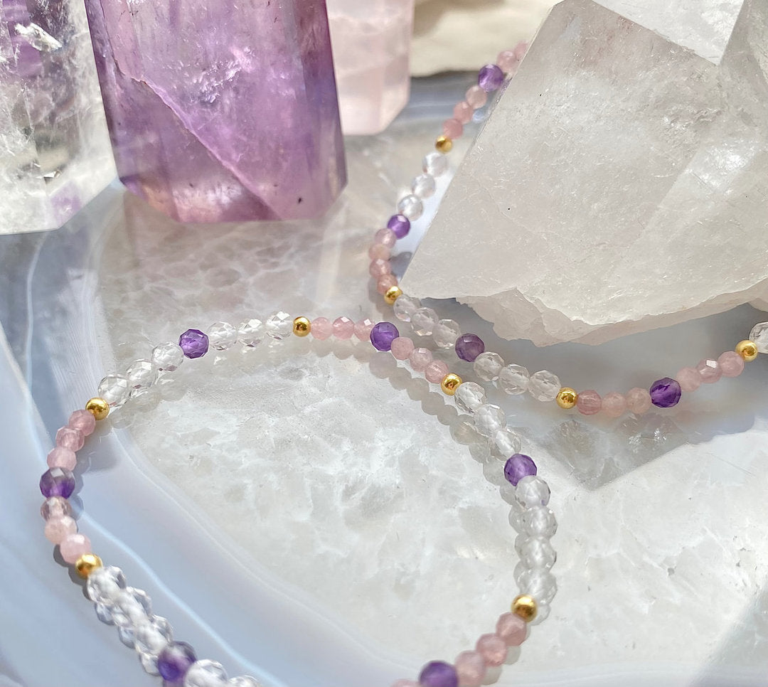 Armband Amethyst Bergkristall Rosenquarz