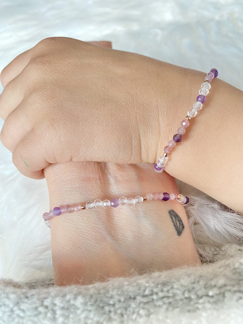 Armband Amethyst Bergkristall Rosenquarz