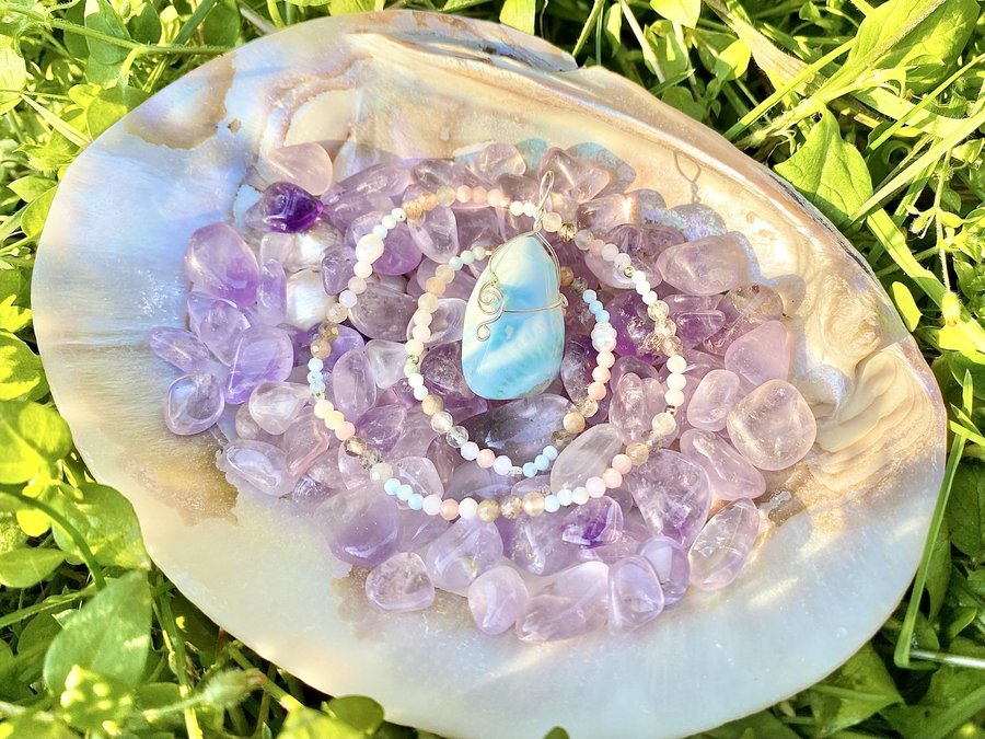 Muschel mit Amethyst - Reinigen