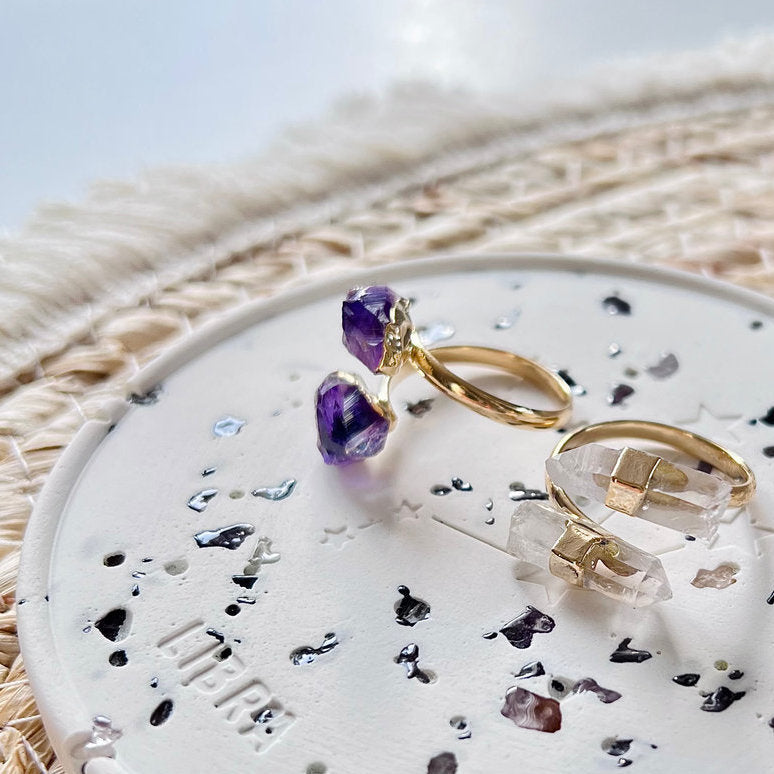 Ring mit Amethyst, goldfarben und Größenverstellbar